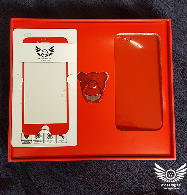 ชุดเคส พร้อมกระจกนิรภัยสีแดง iPhone 6/6s